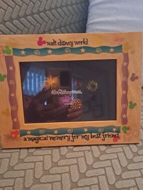 Disney Wooden Photo Frame with Teal, Purple, Red and Green Accents